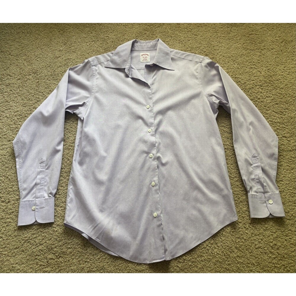 Brooks Brothers Lavender Fitted Non-Iron Cotton Long Sleeve Shirt 2 Tailored Fit